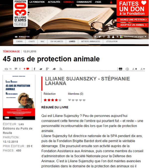 30 millions d'amis protection animale Liliane Sujanszky Stéphanie Lahana
